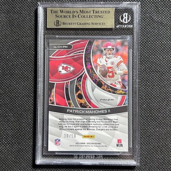 2023 SPECTRA CHROMATIC INTERSTELLAR PRIZM PATRICK MAHOMES /50 BGS 9.5 GEM MINT - Picture 3 of 4